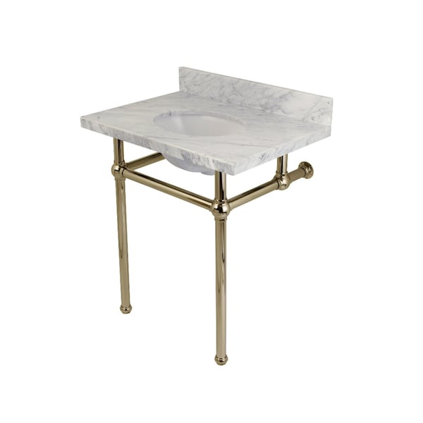 Fauceture 30X22 Marble Vanity Top W/ Brass Feet Combo, Marble/ Nickel KVPB30MB6 - main
